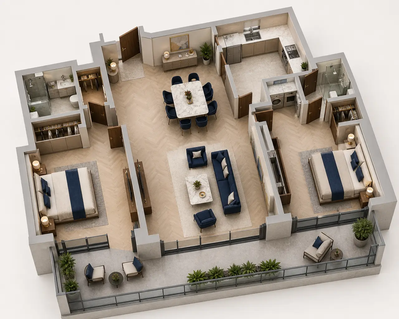 Sobha Hennur 2 BHK Luxe floor plan study for comparing room relationships